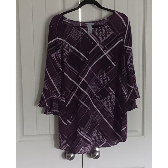 Catherines Women's Purple Print Tunic Top 0X (14/16W) Polyester/Spandex - Picture 1 of 7